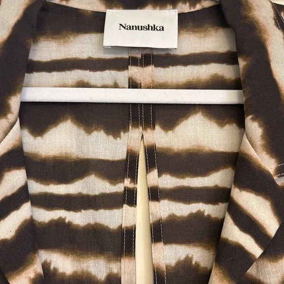 Nanushka Brown Tie-Dye Stripe Short Sleeve Shirt - Picture 9 of 11